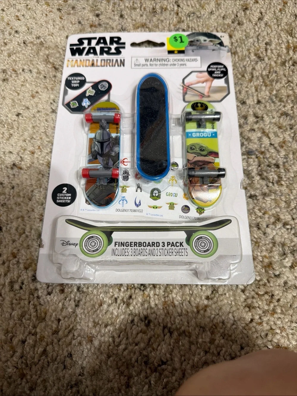 Star Wars Mandalorian Fingerboard Skateboards 3 Pack With 2 Sticker Sheets~NEW